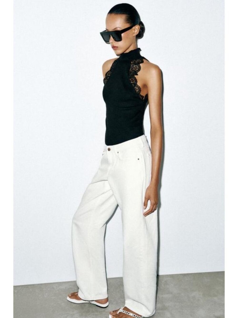 ZARA LACE TRIM RIBBED TOP 5039/469/800